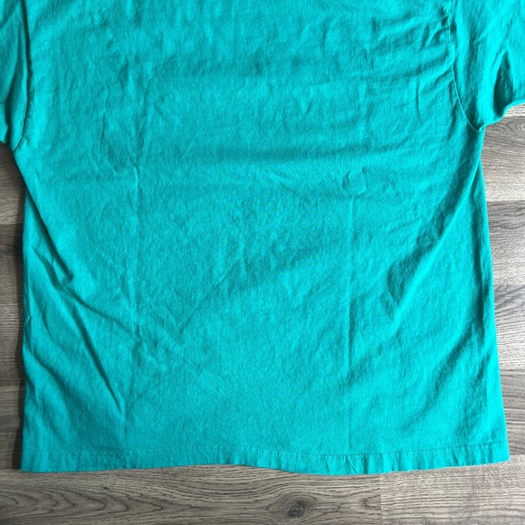 VTG Knight Crest T Shirt Mens Large Teal Family Single Shield Stitch Made in USA - Picture 9 of 14